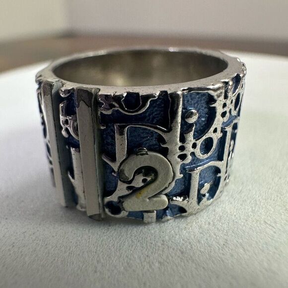 Christian‎ Dior Vintage Trotter Ring Blue Silver Size 6